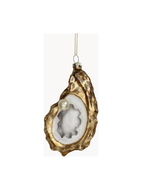 Ciondolo albero di Natale Oysters, Vetro, Dorato, bianco, Larg. 8 x Alt. 14 cm