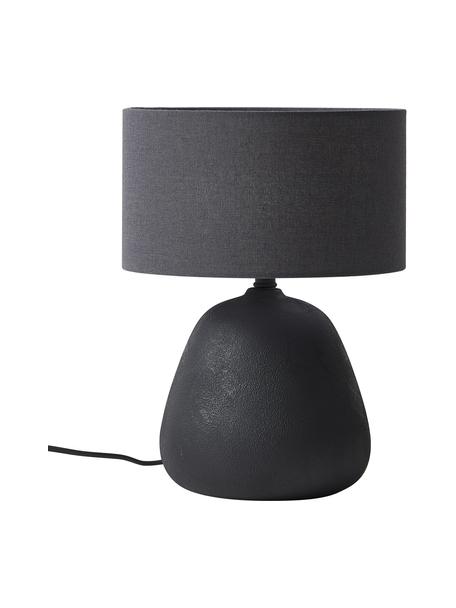Lámpara de mesa de cerámica Eileen, Pantalla: lino (100% poliéster), Cable: cubierto en tela, Negro mate, Ø 26 x Al 35 cm