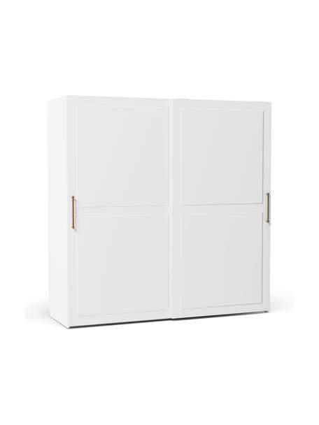 Armoire modulable en blanc à portes coulissantes Charlotte, largeur 200 cm, plusieurs variantes, Bois, blanc laqué, Basic Interior, hauteur 200 cm