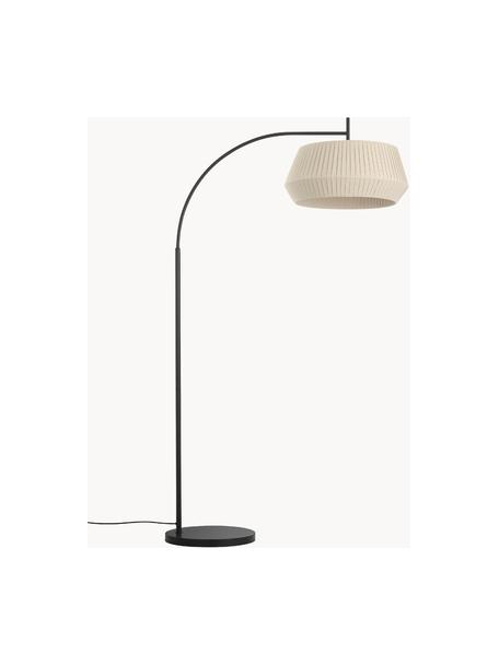 Lámpara arco grande Dicte, Pantalla: tela, Cable: plástico, Beige, negro, Al 180 cm