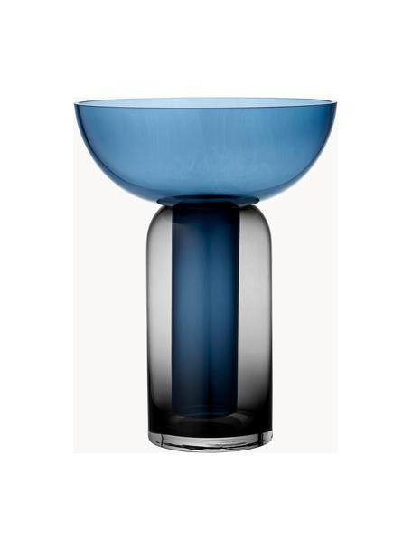 Mundgeblasene Glas-Vase Torus, H 33 cm, Glas, Blau, Dunkelgrau, transparent, Ø 25 x H 33 cm