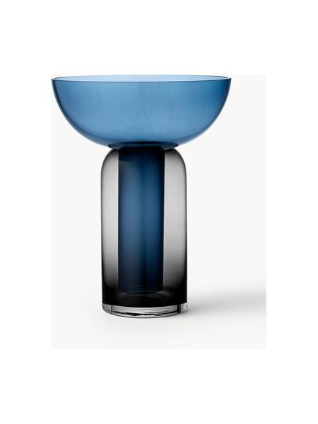 Mundgeblasene Glas-Vase Torus, H 33 cm, Glas, Blau, Dunkelgrau, transparent, Ø 25 x H 33 cm