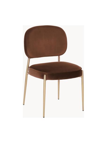 Chaise rembourrée en velours Viggo, Velours brun, larg. 51 x prof. 54 cm