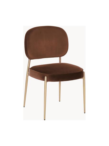Sametová čalouněná židle Viggo, Hnědá, Š 51 cm, H 54 cm