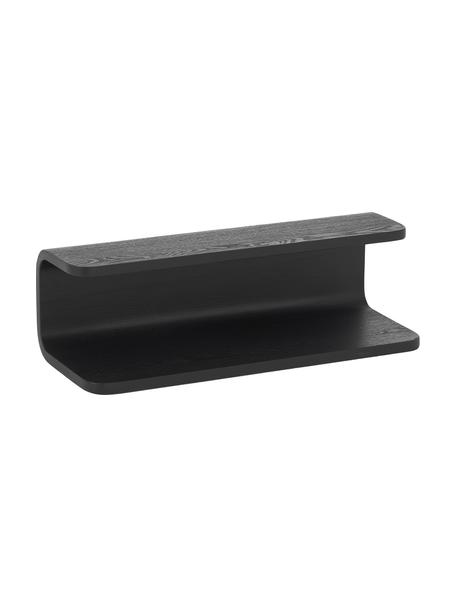 Étagère murale en bois Nuria, Contreplaqué d'eucalyptus avec placage en frêne, certifié FSC, Noir, larg. 51 x haut. 17 cm