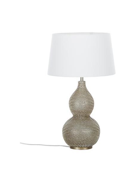Große Tischlampe Lofty mit Antik-Finish, Lampenschirm: Polyester, Lampenfuß: Metall, beschichtet, Weiß, Ø 33 x H 58 cm
