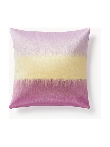 Housse de coussin 50x50 brodée avec dégradé de couleurs Kelby, Tons lilas, jaune pâle, larg. 50 x long. 50 cm