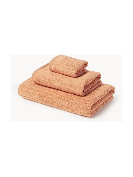 Set de toallas de algodón Audrina, tamaños diferentes, Melocotón, Set de 3 (toalla tocador, toalla lavabo y toalla de ducha)
