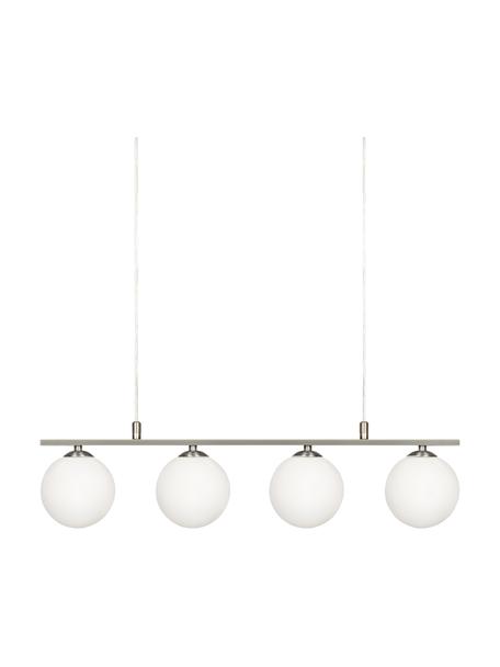 Lámpara de techo Quattro, Anclaje: metal, Cable: plástico, Blanco opalino, plateado, An 66 x Al 17 cm