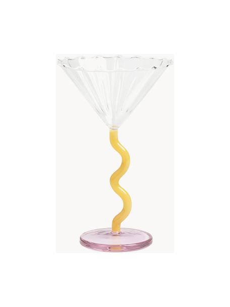 Sklenice na koktejly Curve, 2 ks, Borosilikátové sklo, Transparentní, světle růžová, žlutá, Ø 17 cm, V 10 cm, 150 ml