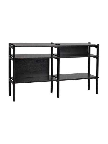 Estantería de madera de roble Holton, Estructura: madera de roble maciza pi, Negro, An 140 x Al 81 cm