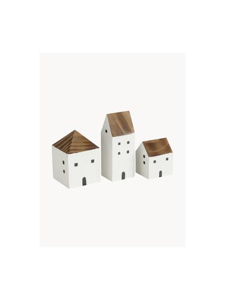 Decoratieve huisjes Gotan van grenenhout, set van 3, Grenenhout, Donker hout, Set met verschillende formaten