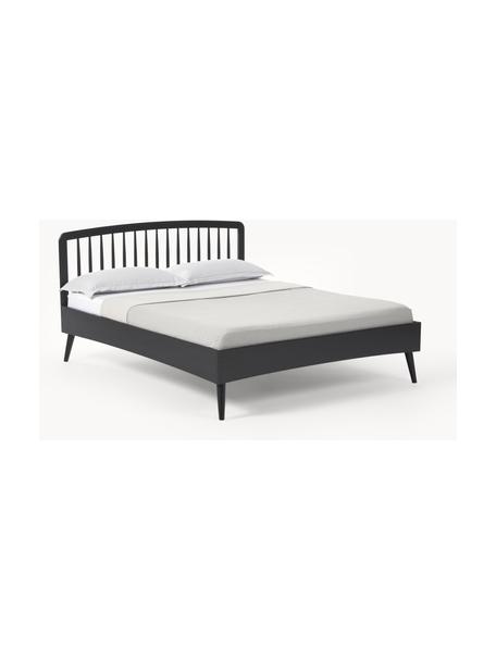 Houten bed Signe, Eikenhout, zwart gelakt, 140 x 200 cm