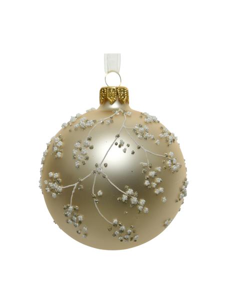Kerstballen Florinna in goudkleurig, Goudkleurig, wit, Ø 8 cm