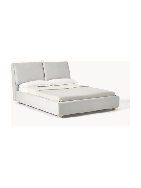 Čalouněná postel Laura, Světle šedá, dubové dřevo, Š 180 cm, D 200 cm