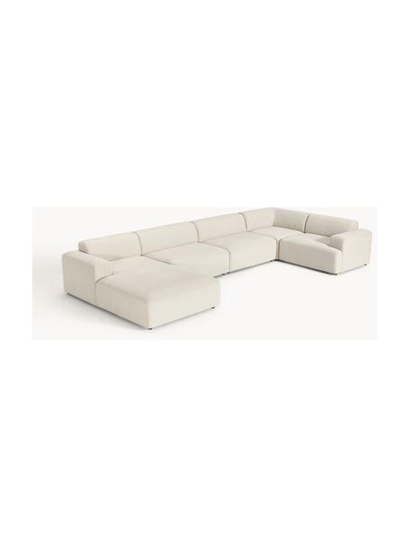 Divano ampio angolare XL Melva, Rivestimento: 100% poliestere Il rivest, Struttura: legno massiccio di pino e, Piedini: plastica Questo prodotto , Tessuto beige chiaro, Larg. 458 x Prof. 220 cm, chaise-longue a destra