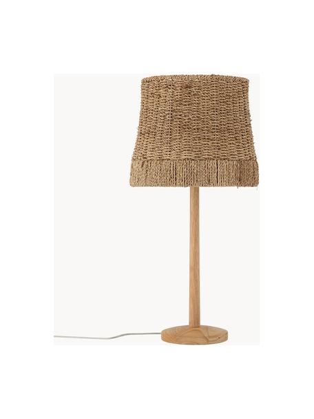 Lámpara de mesa grande de ratán Kakasi, Pantalla: ratán, Cable: cubierto en tela, Ratán, madera de caucho, Ø 28 x Al 69 cm