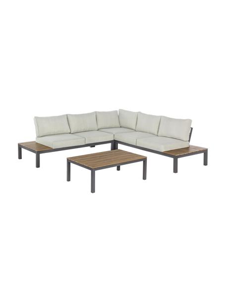 Tuin loungeset Elias, 4-delig, Frame: gepoedercoat en corrosieb, Plateaus: kunststof in hout-optiek, Antraciet, hout, beige, B 246 x D 246 cm