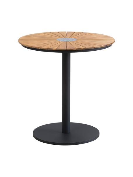 Stół ogrodowy z drewna akacjowego Pietra, Blat: drewno akacjowe, Stelaż: metal malowany proszkowo,, Jasny brązowy, czarny, Ø 70 x W 74 cm