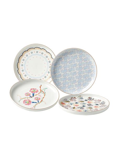 Assiettes à dessert Flamboyant, 4 élém., Porcelaine, Multicolore avec bordure dorée, Ø 19 x haut. 3 cm