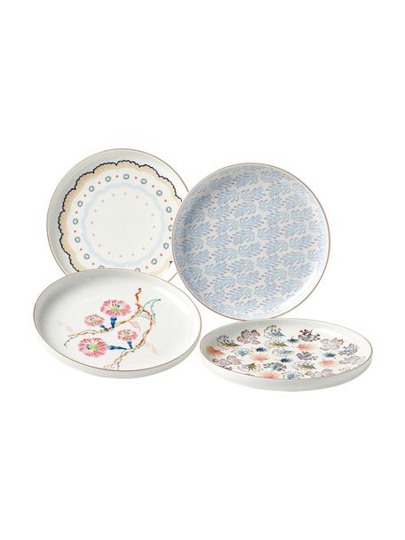 Súprava raňajkových tanierov Flamboyant, 4 diely, Porcelán, Farebné so zlatým lemom, Ø 19 x V 3 cm