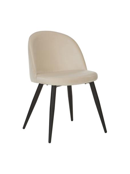 Krzesło tapicerowane z aksamitu  Amy, 2 szt., Tapicerka: aksamit (poliester) Dzięk, Nogi: metal malowany proszkowo, Kremowobiały, S 51 x G 55 cm