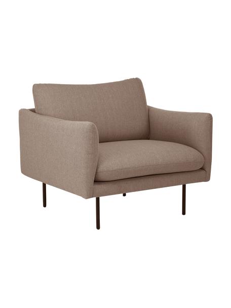 Fotel z metalowymi nogami Moby, Tapicerka: poliester Dzięki tkaninie, Stelaż: lite drewno sosnowe z cer, Nogi: metal malowany proszkowo, Taupe tkanina, S 90 x G 90 cm