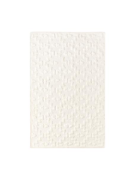 Alfombra artesanal de algodón texturizada Idris, 100% algodón, Blanco crema, An 80 x L 150 cm (Tamaño XS)