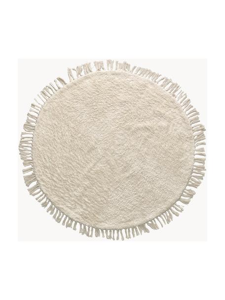Runder Kinder-Teppich Orwen aus Baumwolle, handgewebt, 100 % Baumwolle, Cremeweiß, Ø 100 cm