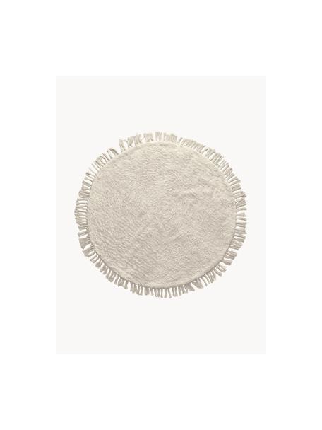 Tapis rond pour enfant à franges Orwen, 100 % coton, Blanc crème, Ø 100 cm