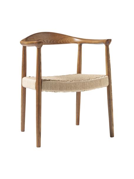 Chaise à accoudoirs en bois de frêne Pavel, Rotin, bois de frêne, larg. 62 x prof. 76 cm