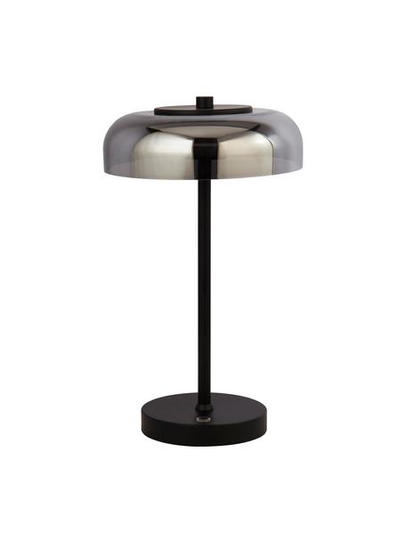 Dimbare LED tafellamp Frisbee van glas, Lampvoet: gecoat metaal, Lampenkap: glas, Zwart, Ø 23 x H 40 cm