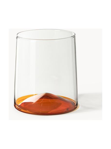 Mondgeblazen waterglazen Hadley, 4 stuks, Borosilicaatglas, Transparant, oranje, Ø 9 x H 10 cm, 400 ml