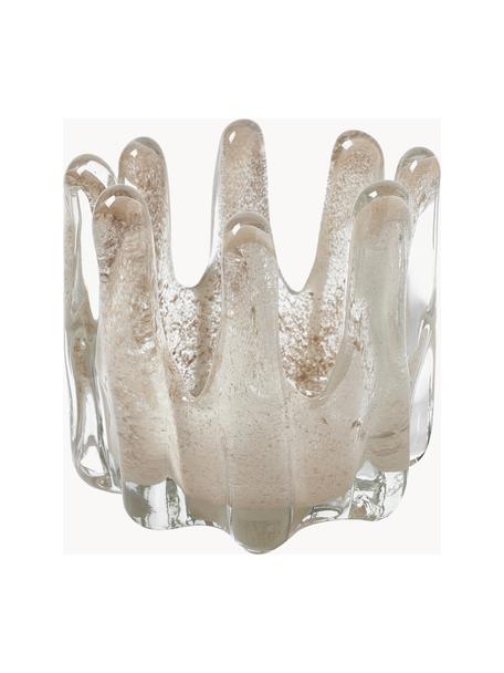 Bougeoir fait main Helix, Ø 15 cm, Verre, Grège, Ø 15 x haut. 14 cm