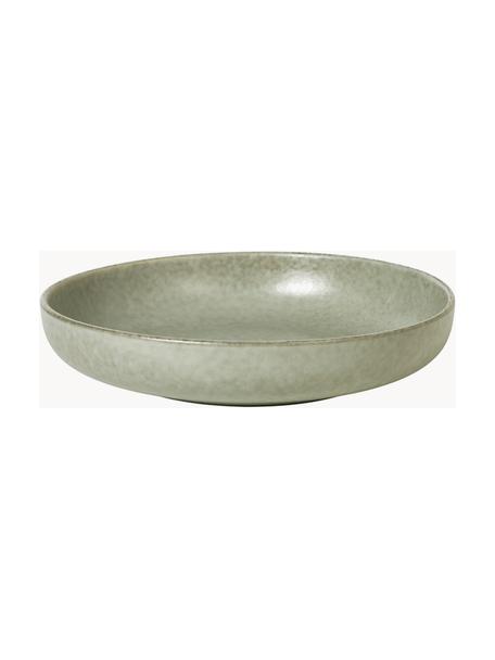 Saladiers artisanaux Nordic Marsh, 4 pièces, Grès cérame émaillé, Vert sauge, chiné, Ø 22 x haut. 5 cm