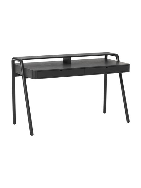 Bureau en bois de frêne Evrak, Noir, larg. 139 x long. 87 cm