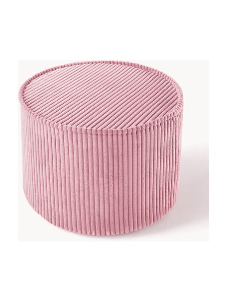 Pouf en velours côtelé pour enfant Sugar, Ø 40 cm, Velours côtelé rose, Ø 40 x haut. 25 cm