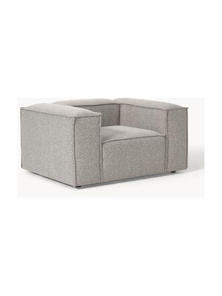 Sillón en tejido bouclé Lennon, Tapizado: tejido bouclé (100% polié, Estructura: madera contrachapada de p, Patas: plástico Este producto es, Bouclé gris pardo, An 130 x F 101 cm