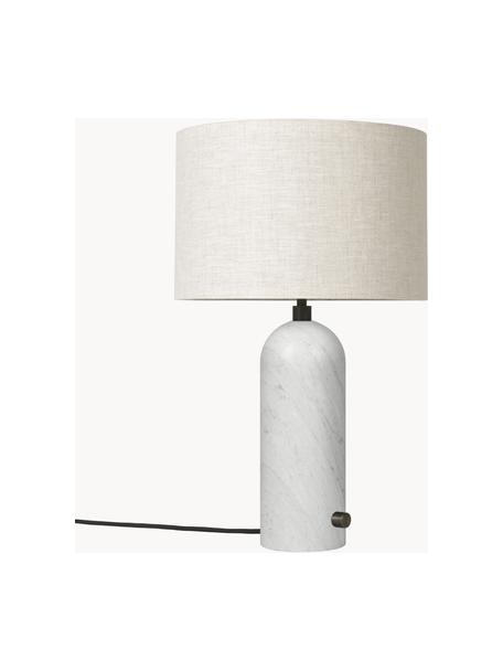 Lampada da tavolo grande con luce regolabile e base in marmo Gravity, varie misure, Paralume: tessuto, Beige chiaro, bianco marmorizzato, Ø 30 x Alt. 49 cm