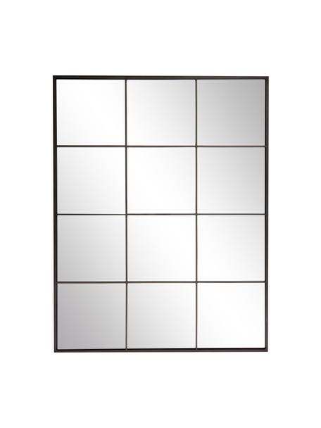 Rechthoekige wandspiegel Clarita in vensterlook, Lijst: gepoedercoat metaal, Zwart, B 70 x H 90 cm