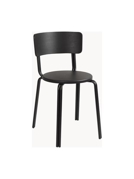 Silla de madera Oda, Asiento: chapa de madera de fresno, Estructura: acero recubierto, Negro, An 42 x F 46 cm