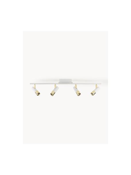 Faretti a LED da soffitto Bobby-Gold, Paralume: metallo verniciato a polv, Baldacchino: metallo verniciato a polv, Struttura: metallo verniciato a polv, Bianco, dorato, Larg. 86 x Alt. 13 cm