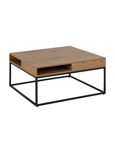 Table basse brun clair en bois Willford, Brun clair, noir, larg. 80 x haut. 40 cm