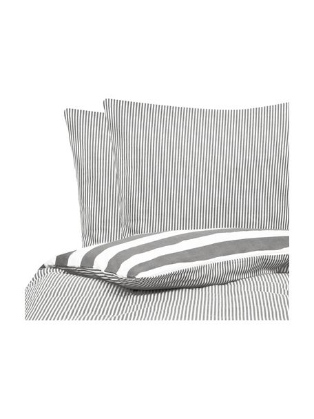 Flanelová obojstranná posteľná bielizeň Dora, Biela, sivá, 240 x 220 cm + 2 vankúše 80 x 80 cm