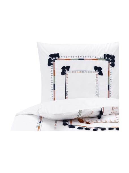 Vyšívaná posteľná bielizeň z bavlneného perkálu Inda, Biela, 135 x 200 cm + 1 vankúš 80 x 80 cm