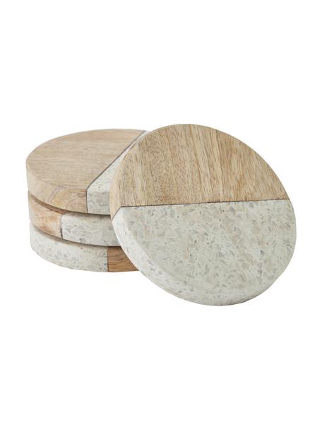 Sottobicchiere in terrazzo/legno di mango Augustine 4 pz, Terrazzo, legno di mango, Legno di mango, beige, Ø 10 x Alt. 2 cm