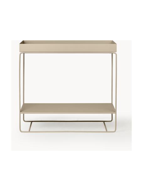 Portavaso con ripiano Plant Box, Ferro verniciato a polvere, Beige chiaro, Larg. 80 x Alt. 75 cm