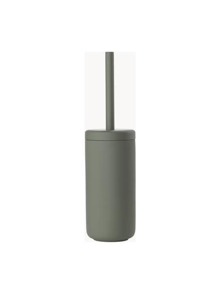 Toiletborstel Ume met houder, Houder: keramiek bedekt met een s, Saliegroen, Ø 10 x H 39 cm