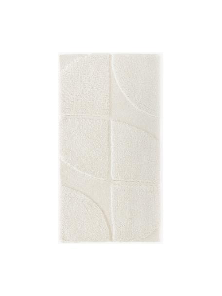 Flauschiger Hochflor-Teppich Jade mit erhabener Hoch-Tief-Struktur, Flor: 100 % Polyester, GRS-zert, Cremeweiss, B 80 x L 150 cm (Grösse XS)