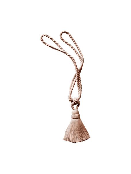 Viazanie na záves so strapcami Manon, 2 ks, 100 % bavlna, Hnedá, D 80 cm